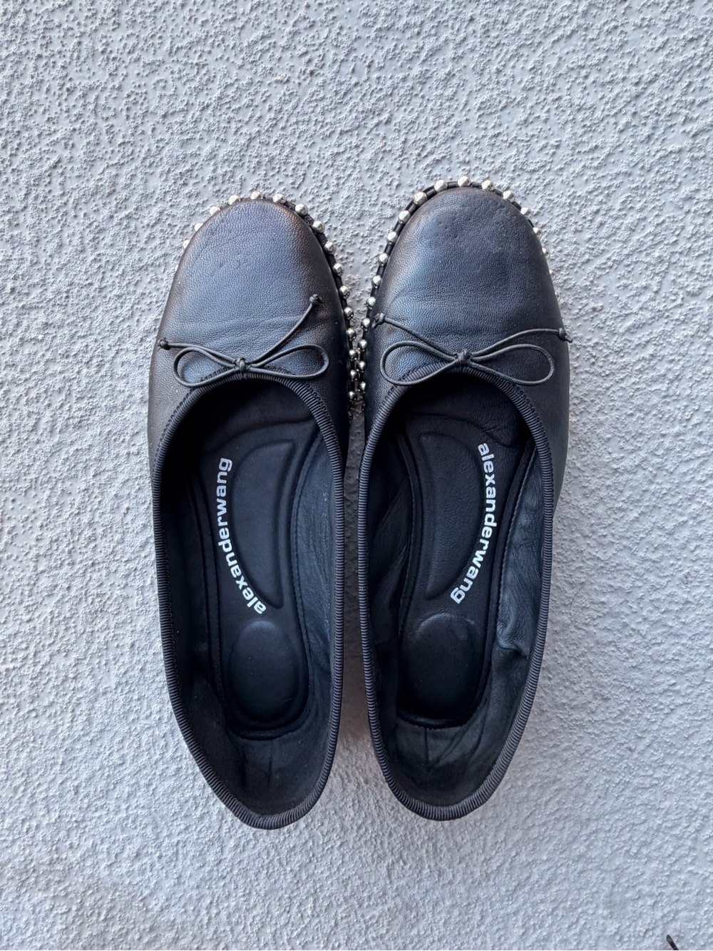 Alexander Wang Black Leather Studded Ballet Flats